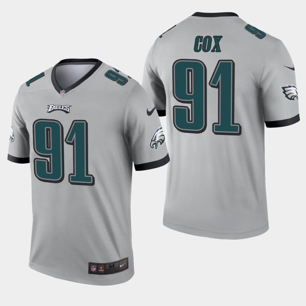 Men Philadelphia Eagles 91 Fletcher Cox Nike Grey Inverted Legend NFL Jersey